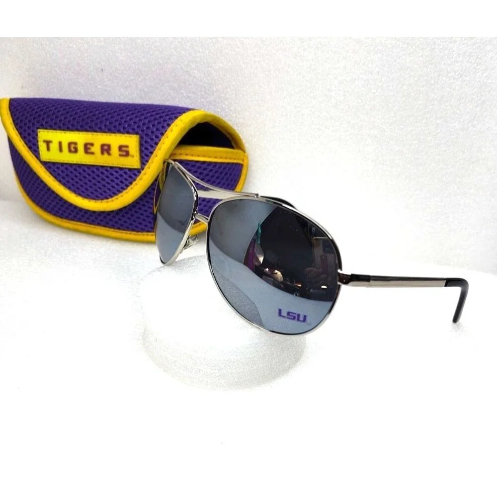 LSU Tigers Aviator Sunglasses with Purple & Gold eyeglass Case University
